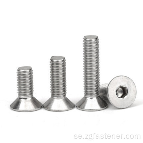 Rostfritt stål DIN7991 Hex Socket Countersunk platthuvudskruvar